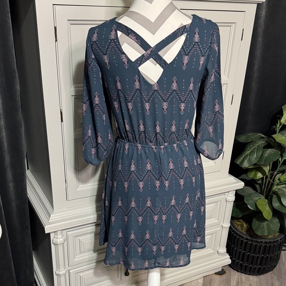 Maurices Teal and Pink/Purple Patterned Dress Size XS - Picture 6 of 11